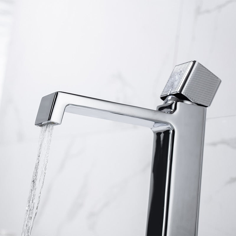 Black square single hole cold and hot countertop basin sink chrome faucet Julia M Home & Kitchen