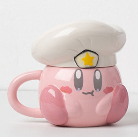 Madou Cute Pink Cartoon Chef Star Mug Cabbie Chef Hat Star Ceramic Cup Cartoon Navy Hat Star Coffee Mug With Lid Ceramic Mugs - Julia M LifeStyles