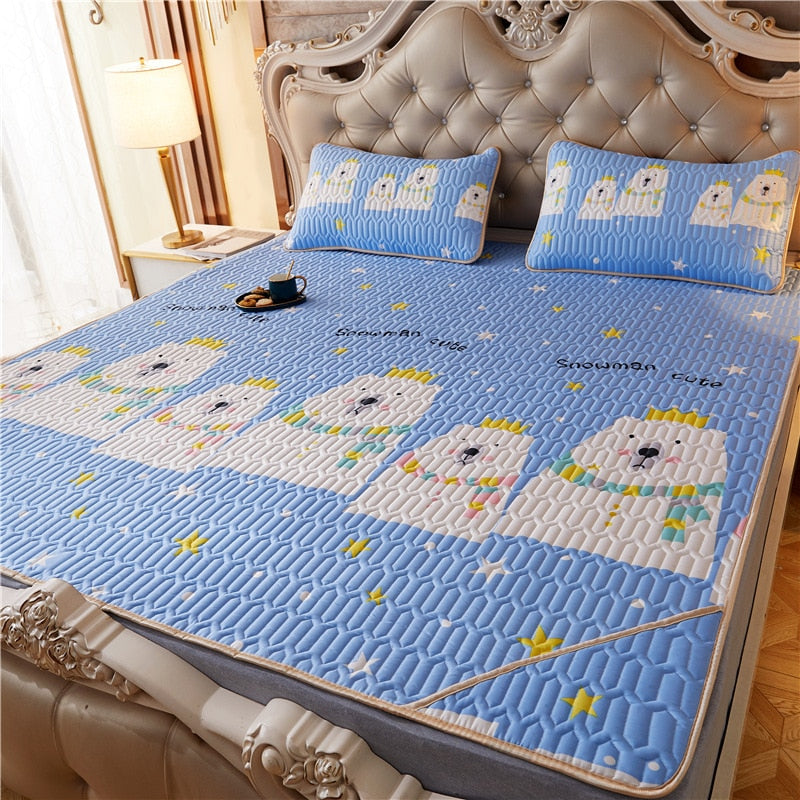 Summer Bed Sheet Ice Silk Mat Soft and Comfortable Latex Mattress Bedding Three-piece Breathable Mat for Comfortable Sleep - Julia M LifeStyles