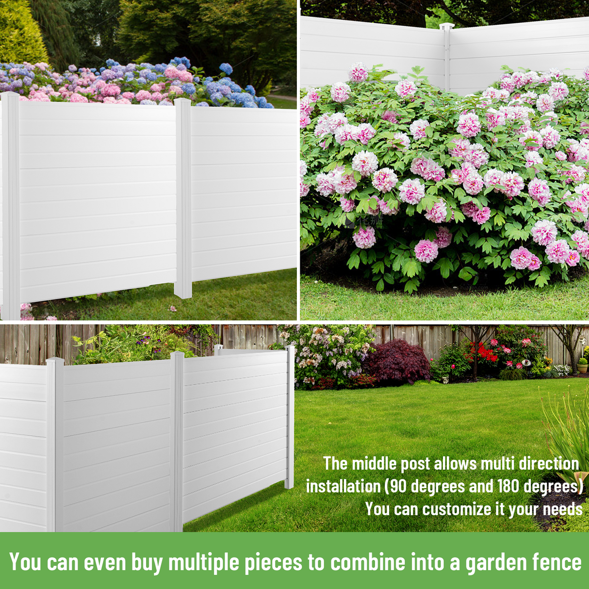 Privacy Fence Panels Kit Air Conditioner Trash Can Enclosure Vinyl white color - Julia M LifeStyles