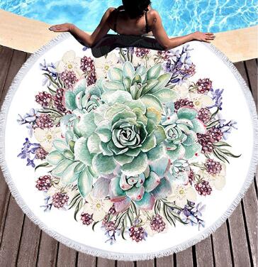 Round Succulents Beach towel home textile Beach Towel Tapestry Blanket - Julia M LifeStyles