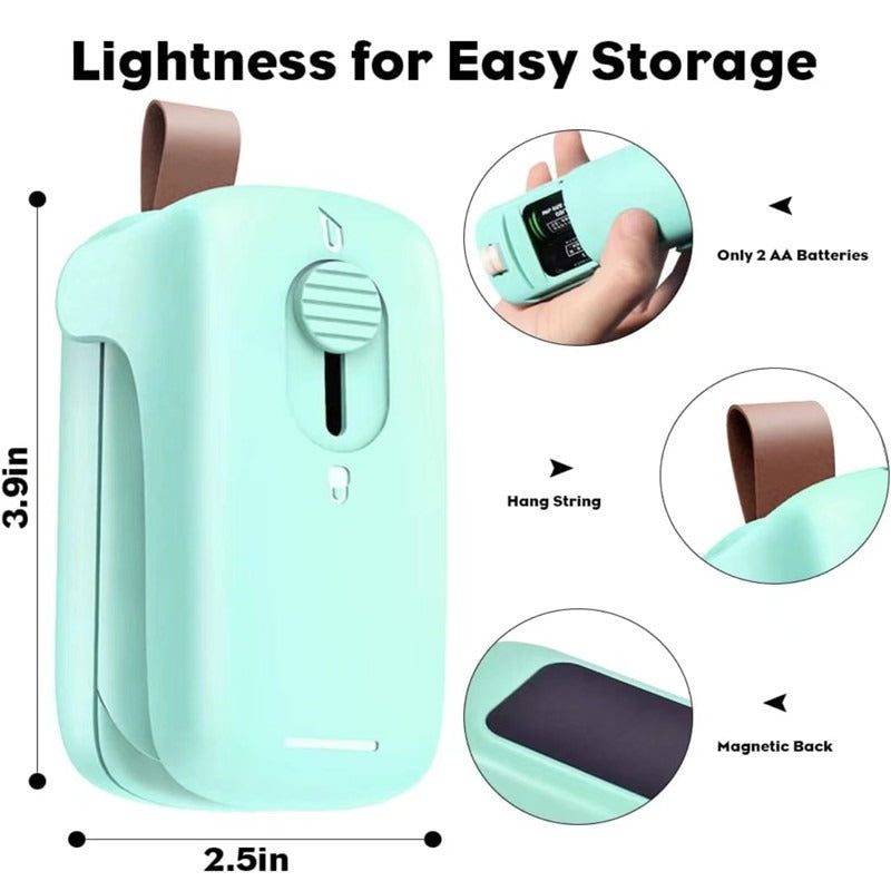 Portable Chip Bag Sealer Machine, With Cutter Handheld Heat Mini Chip Bag Sealer eprolo