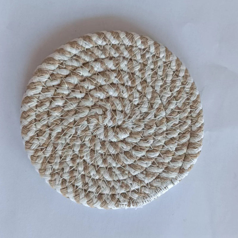 Cotton thread placemat hand woven insulation mat bowl mat cup mat thickened and simple cotton linen table mat eprolo