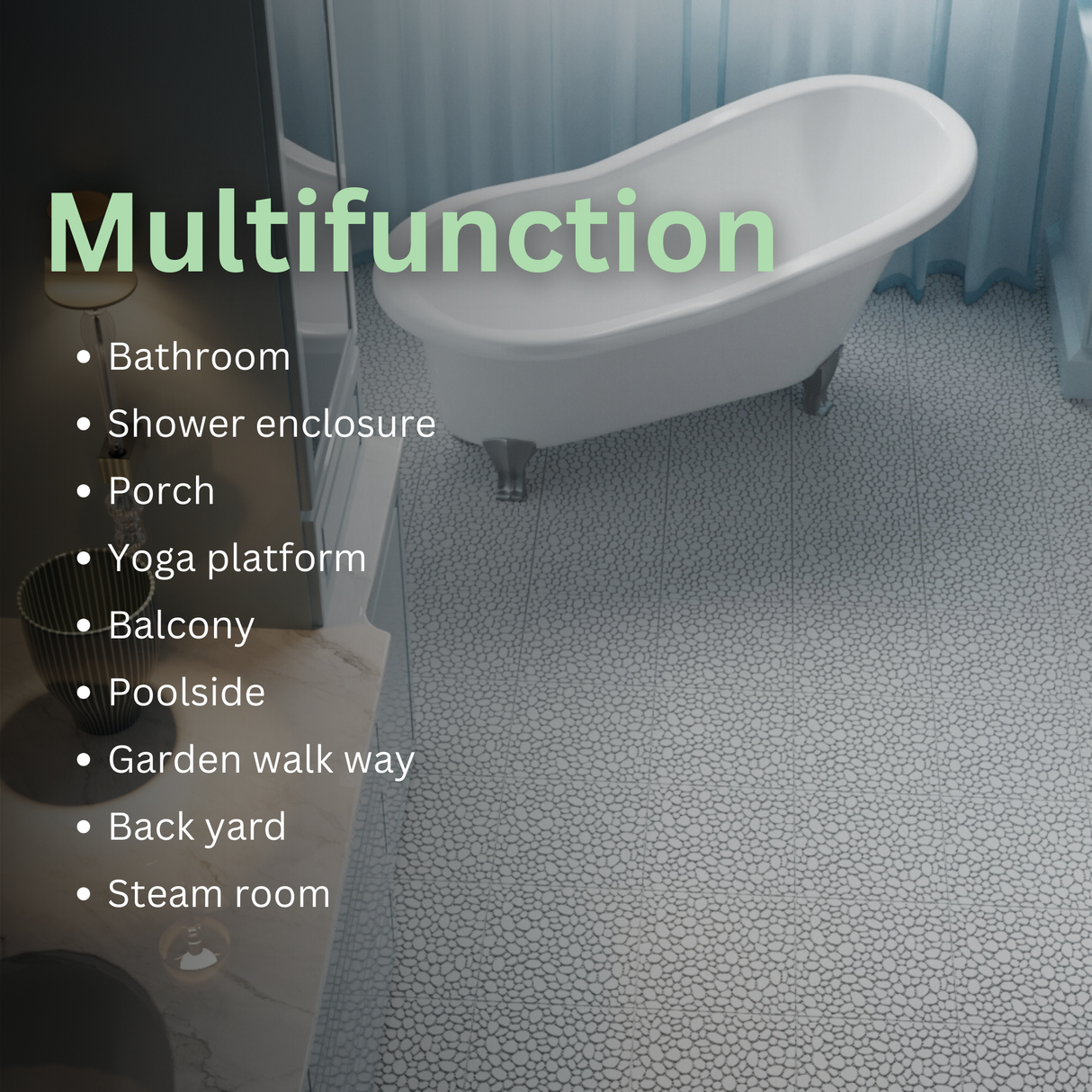 12 x 12 inch gray interlocking deck tiles, plastic waterproof pebble pattern, pack of 12 pieces - Julia M LifeStyles