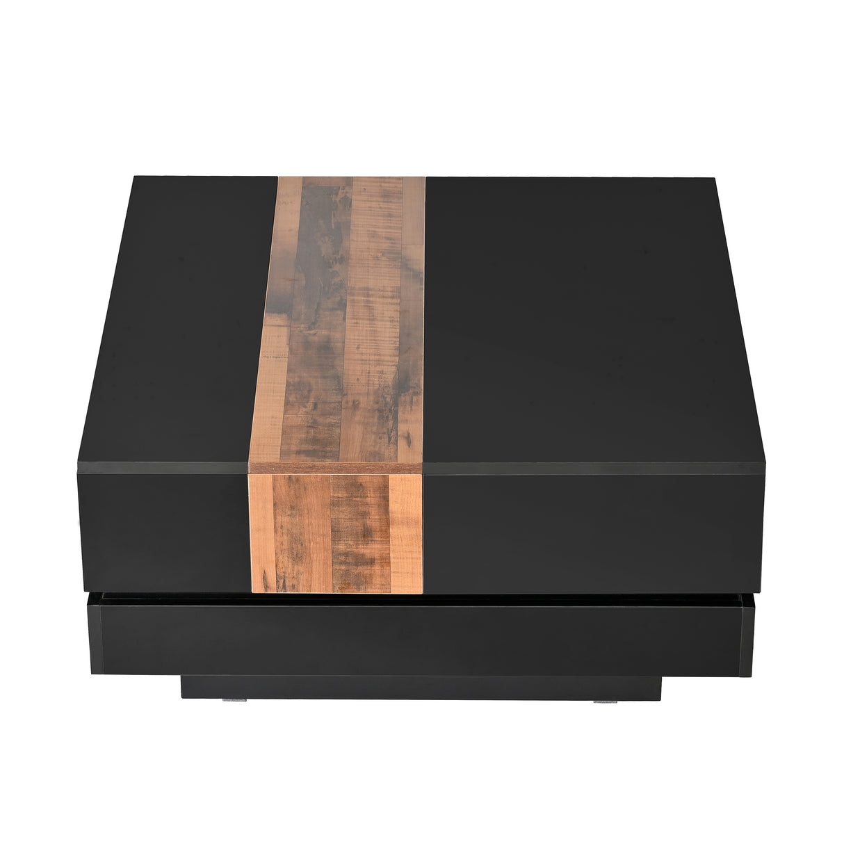 ON-TRANS 31.4 inches x 31.4 inches with sliding tabletop, high gloss center table, hidden storage room black - Julia M LifeStyles