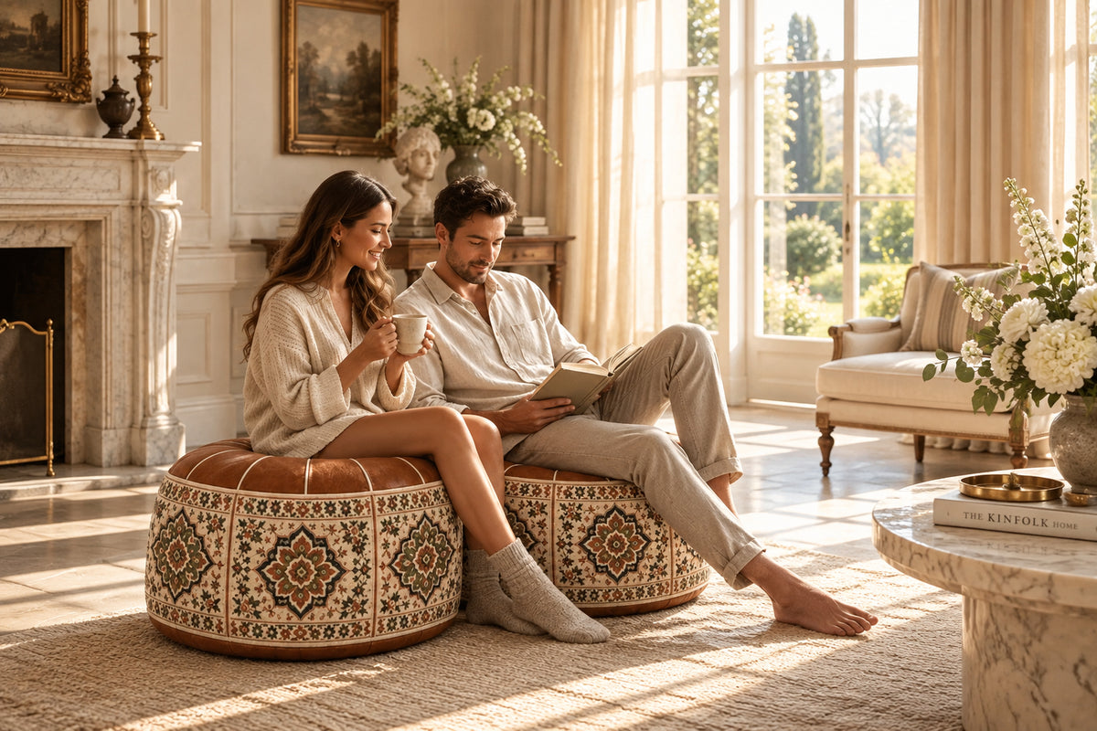 Heritage Floral Storage Pouf Cover