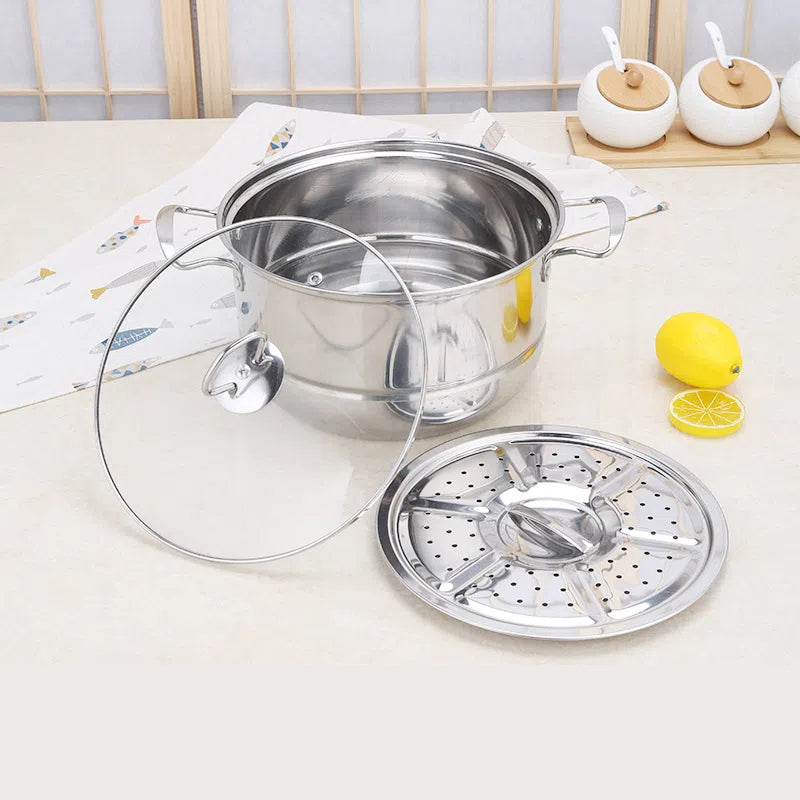 Stainless steel cookware set of 18 pieces household kitchen set soup pot set 16-26cm cutlery set pot set Julia M Home & Kitchen