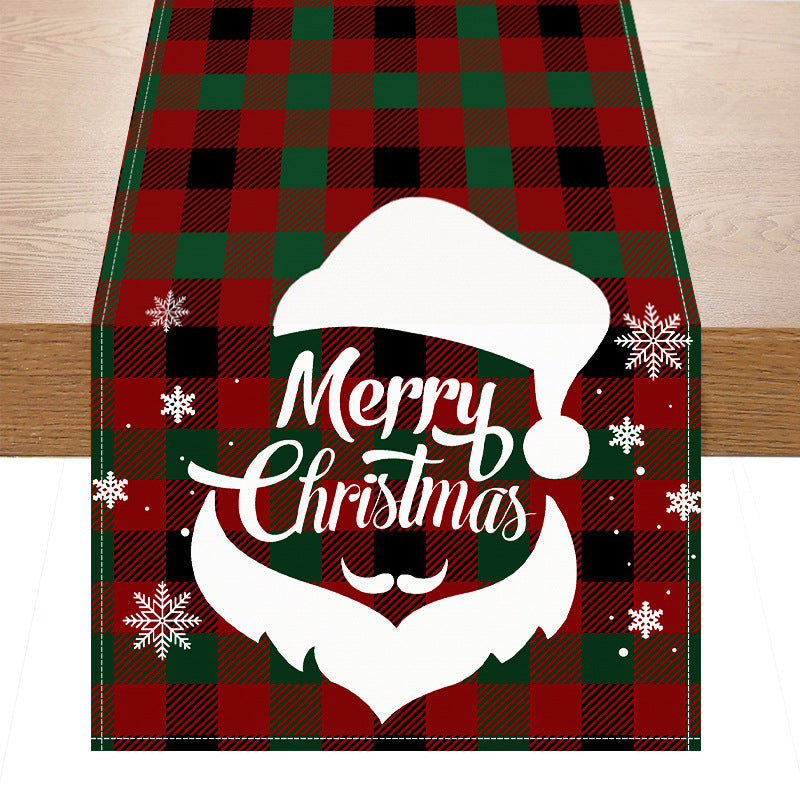 Christmas red black checkered white linen table flag cabinet decoration table flag restaurant dining table tablecloth tablecloth tea flag Julia M Home & Kitchen