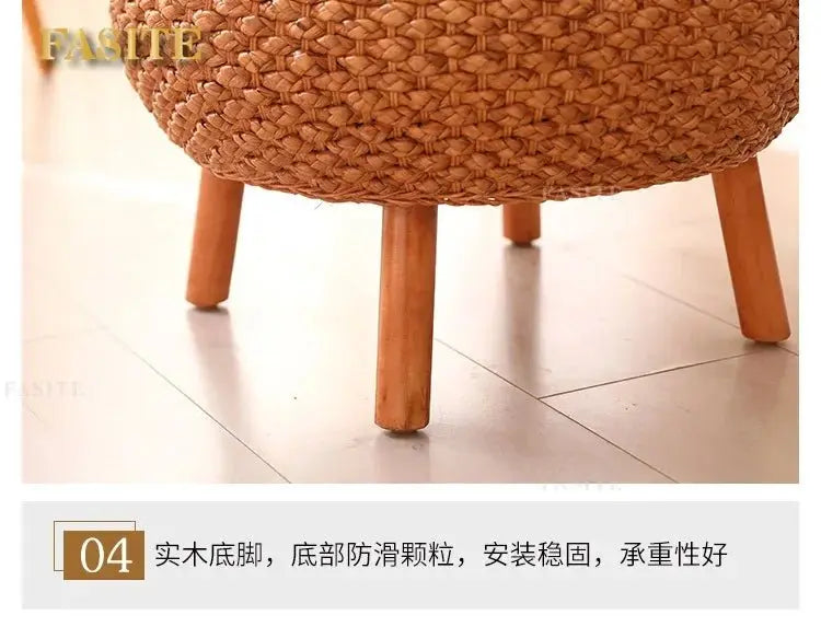 Balcony rattan chair tatami mat single with rattan solid wood for shoe stool living room adult casual - Julia M LifeStyles