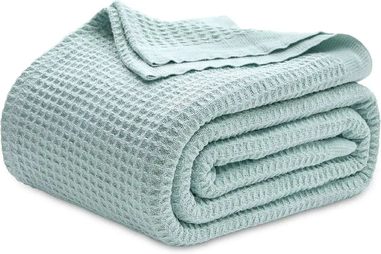 Bedsure 100% Cotton Waffle Weave Lightweight Blanket - Julia M LifeStyles