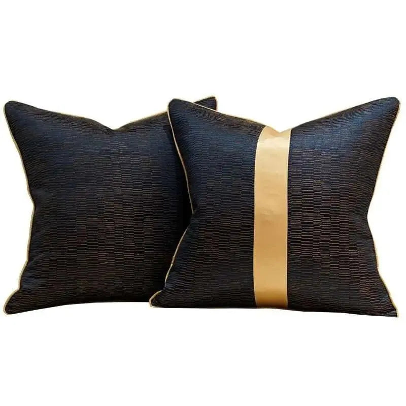 Blue Gold Jacquard Cushion Cover - Julia M LifeStyles