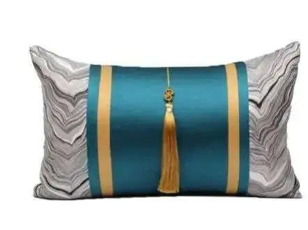 Blue Gold Jacquard Cushion Cover - Julia M LifeStyles