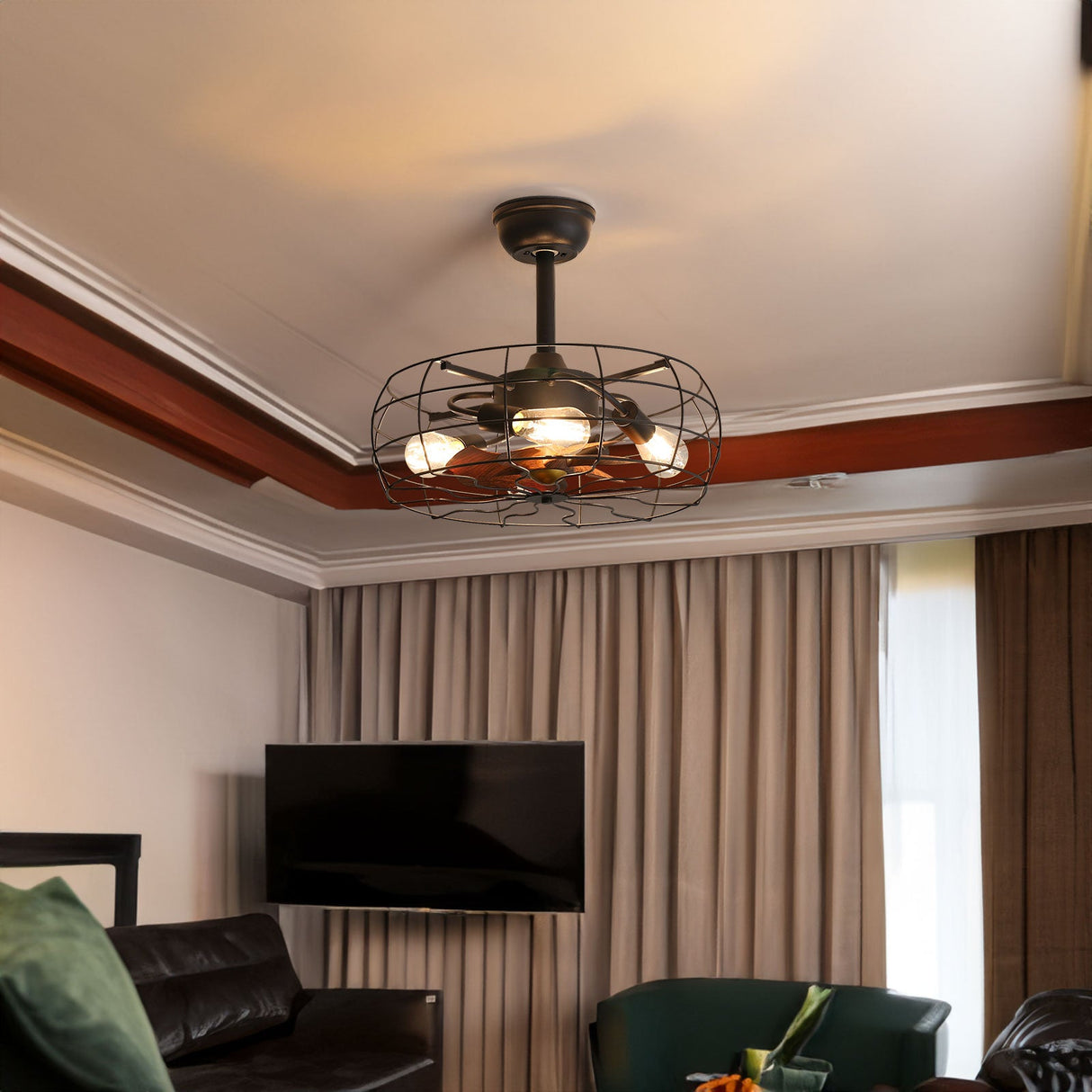 European Style 19inch Cage Retro Ceiling Fan with Lights Julia M Home & Kitchen