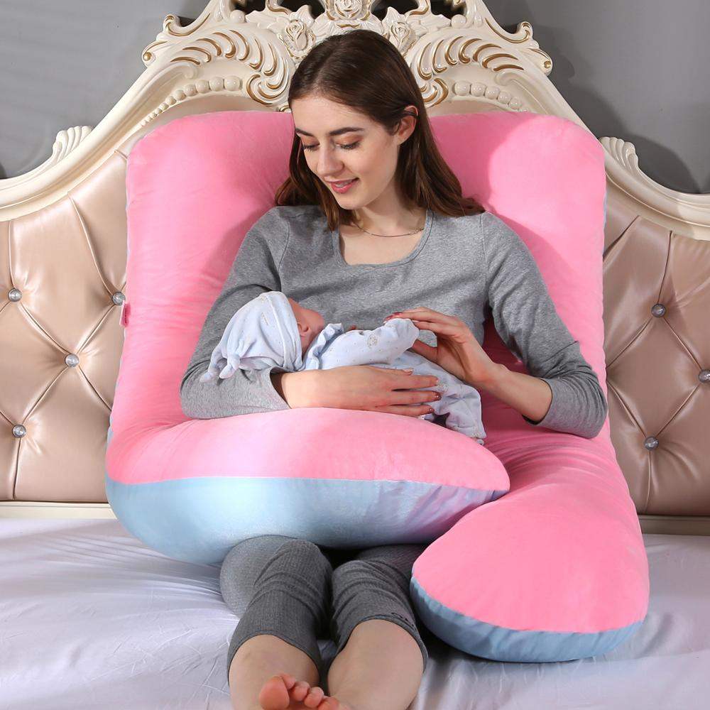 U-Shaped 130x70cm Pregnancy Pillow for Maternity Support and Breastfeeding