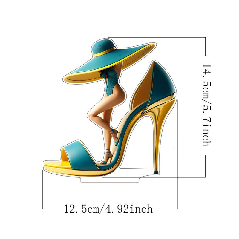 Elegant Acrylic Blue High Heel Shoe Desk Ornament
