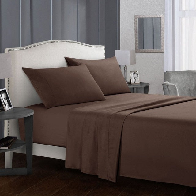 White Bedding Set Queen size Bed sheets Solid color Flat Sheet+Fitted Sheet+Pillowcase Bed Linens - Julia M LifeStyles