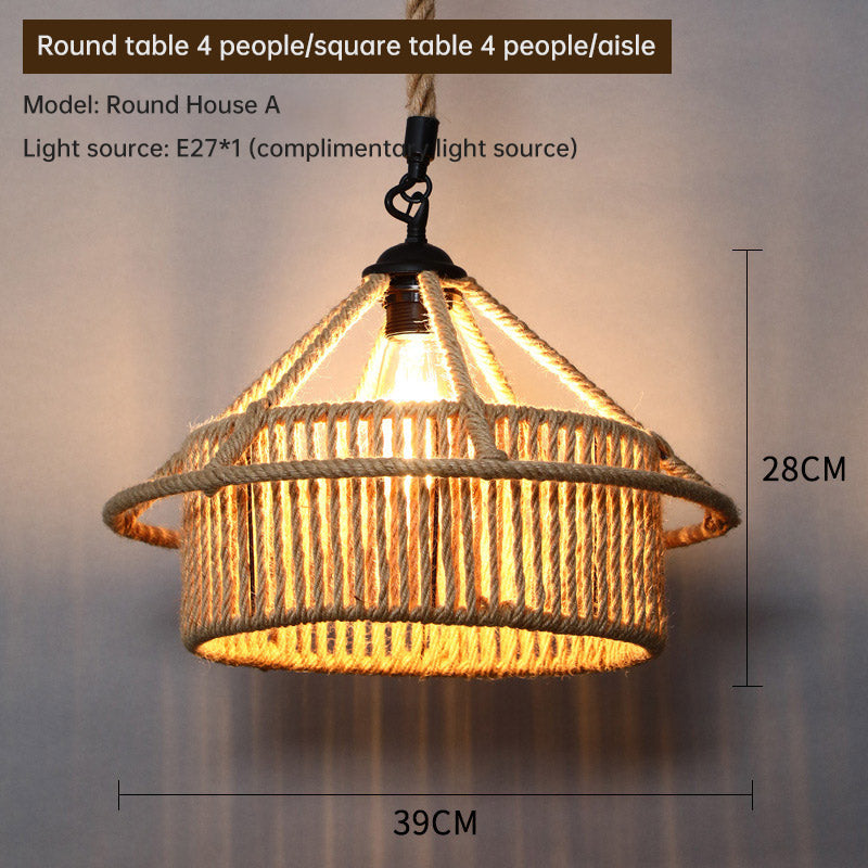 Retro Industrial Hemp Rope Pendant Lamp for Home & Commercial Spaces Julia M Home & Kitchen