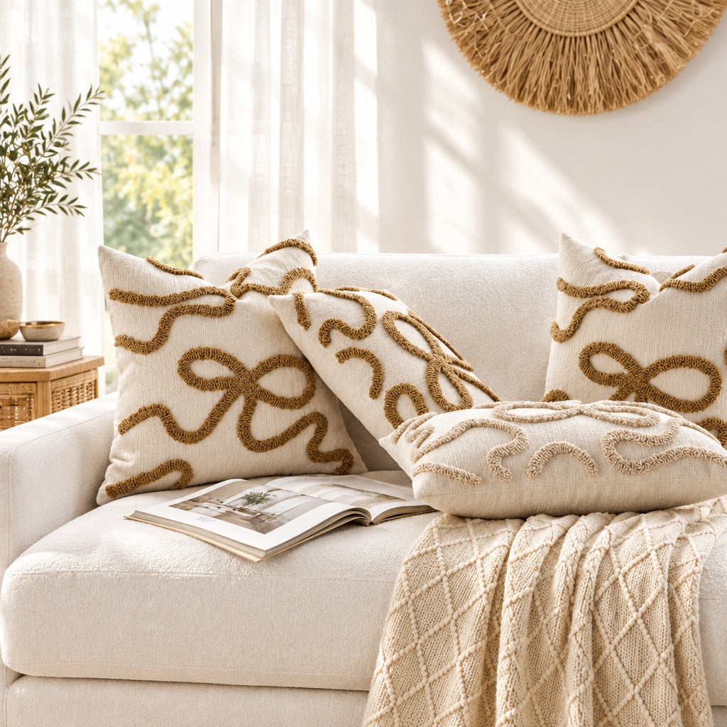 Celeste Bow Embroidered Pillow Cover