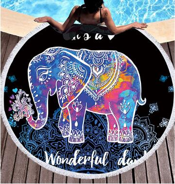 Round Elephant Beach towel home textile Beach Towel Tapestry Blanket - Julia M LifeStyles