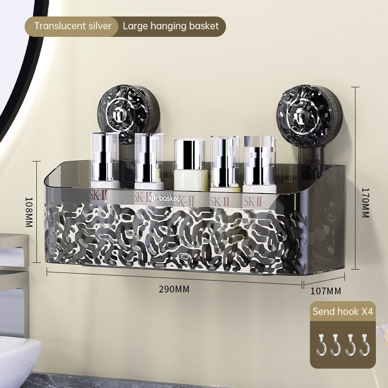 Suction tray rack bathroom shelf no punch bathroom wash table hanging basket wall hanging wall receiving rack Julia M Home & Kitchen