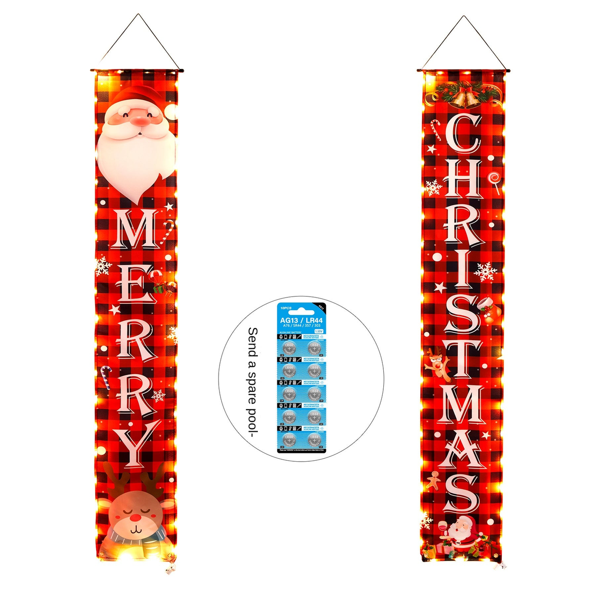 Door hanging LED illuminated party curtains Christmas party decorations Couplets with lights hanging curtains banners Julia M Home & Kitchen