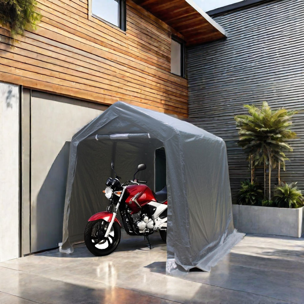 7x12 ft Outdoor Gazebo Portable Storage Shelter Shed with 2 Roll up Zipper Doors & Vents Carport - Julia M LifeStyles