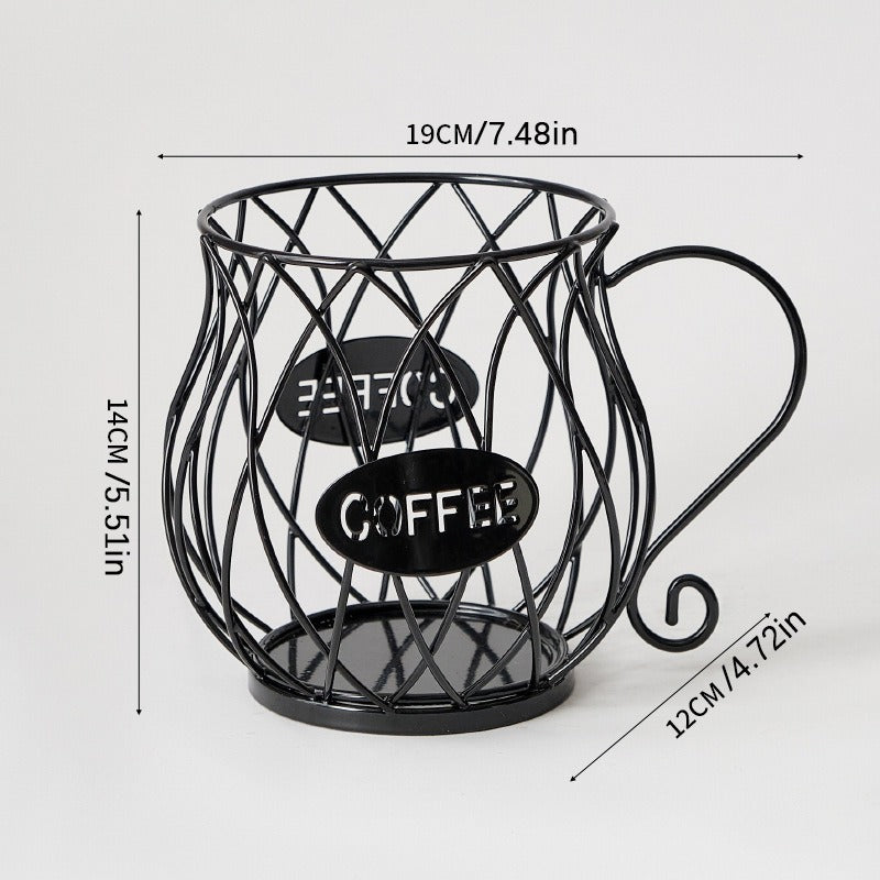 Elegant Wrought Iron Coffee Capsule Organizer & Dispenser – Large Capacity for Nespresso & Keurig
