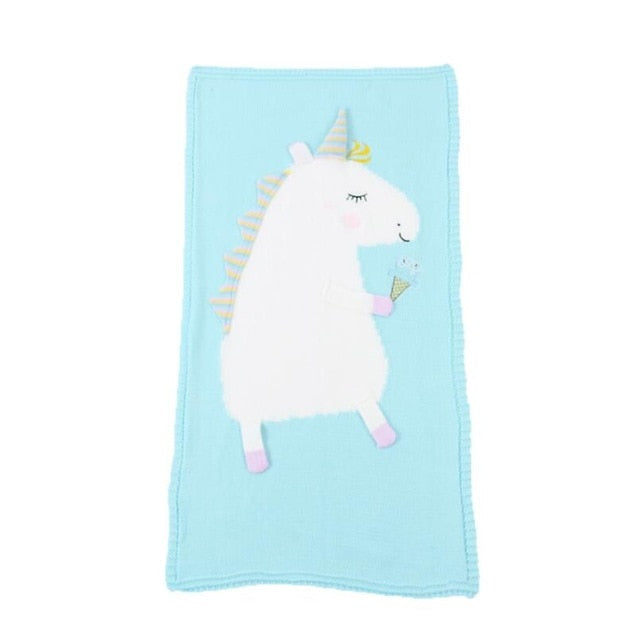 Unicorn Knit Baby Blanket – Soft Warm Swaddle & Bath Towel 60x120cm Julia M Home & Kitchen
