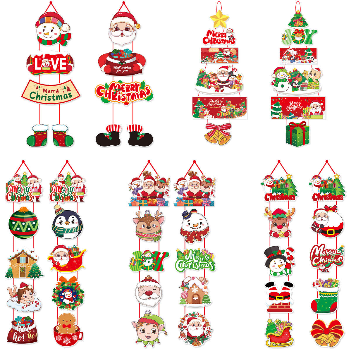 Christmas Door Hanging Festival Decoration Couplets Santa Claus Snowman Door Curtain Hanging Party Supplies Julia M Home & Kitchen