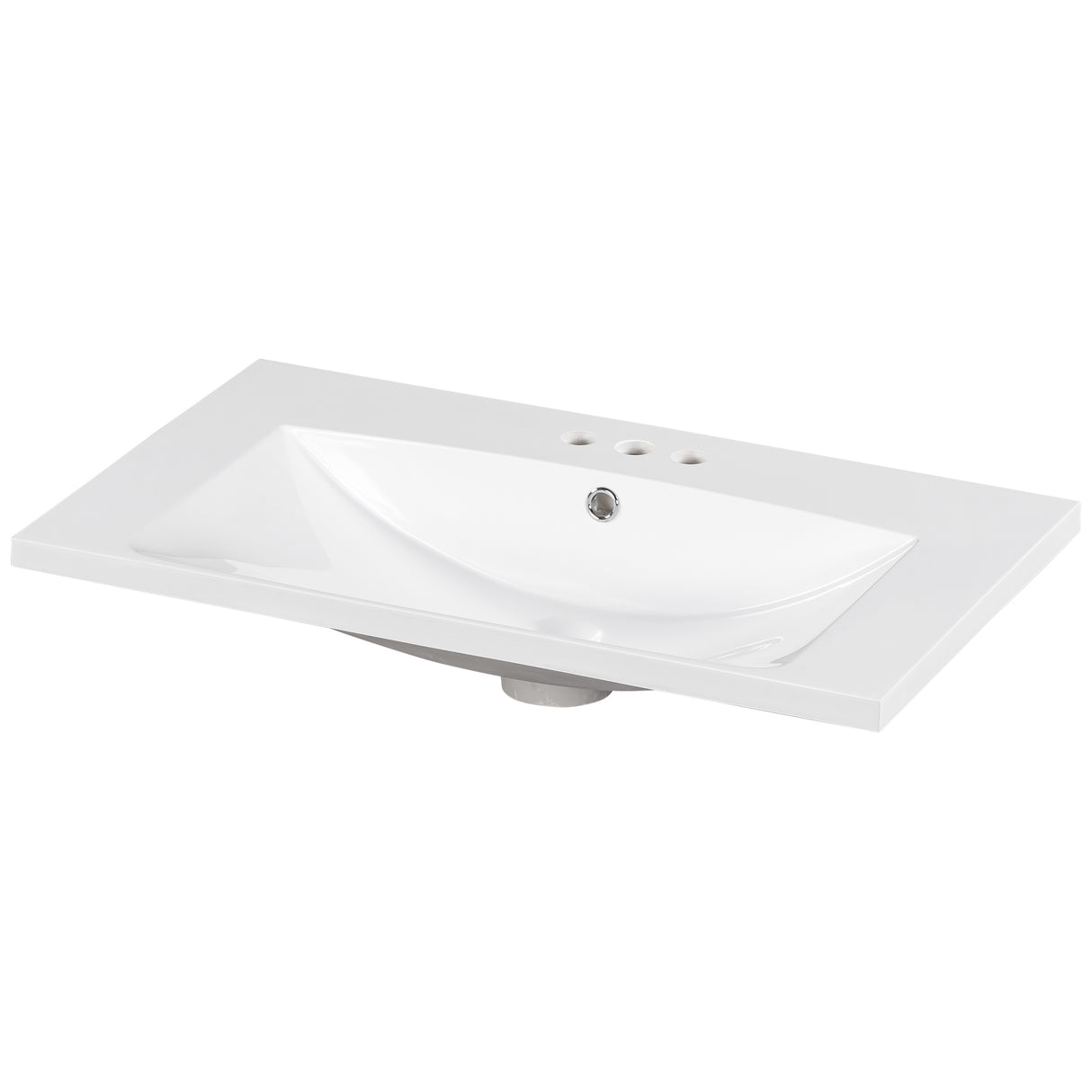 30" Single Bathroom Basin Sink, Vanity Top Only, 3-Faucet Holes, Resin - Julia M LifeStyles