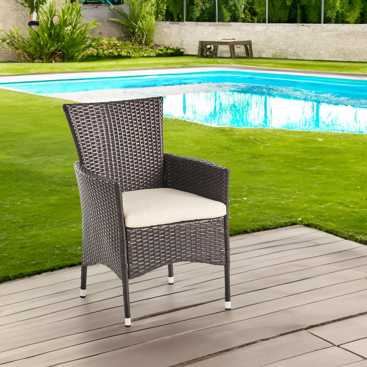 Clementine Outdoor Multibrown PE Wicker Dining Chairs (Set of 2) eprolo