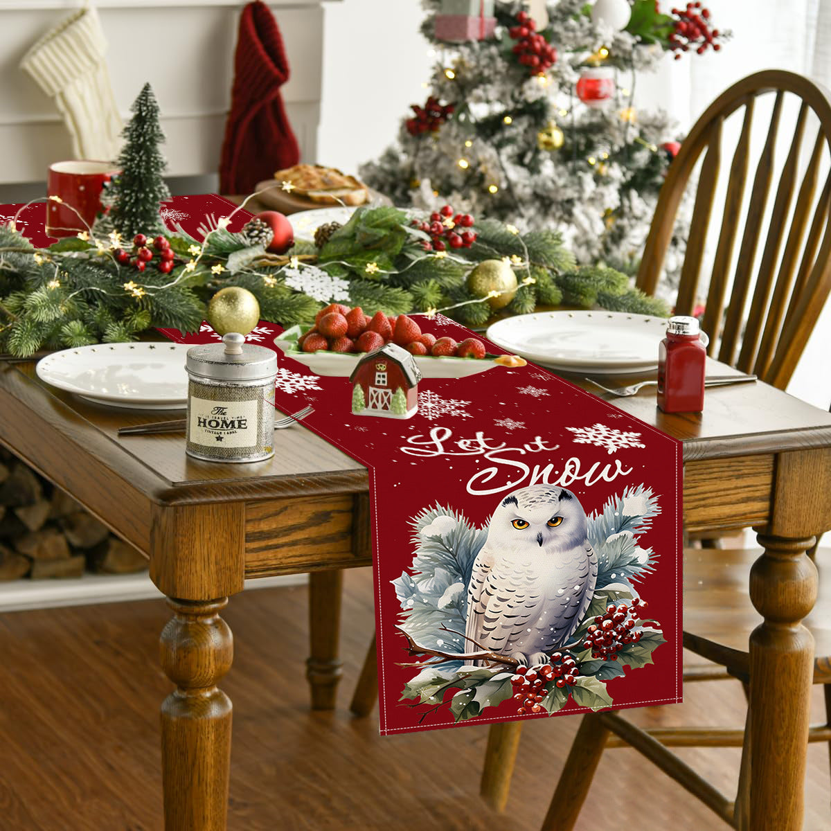 Owl Linen Table Flag Christmas Day Table Decoration Tablecloth Kitchen Restaurant Tablecloth Tea Table Cloth Julia M Home & Kitchen