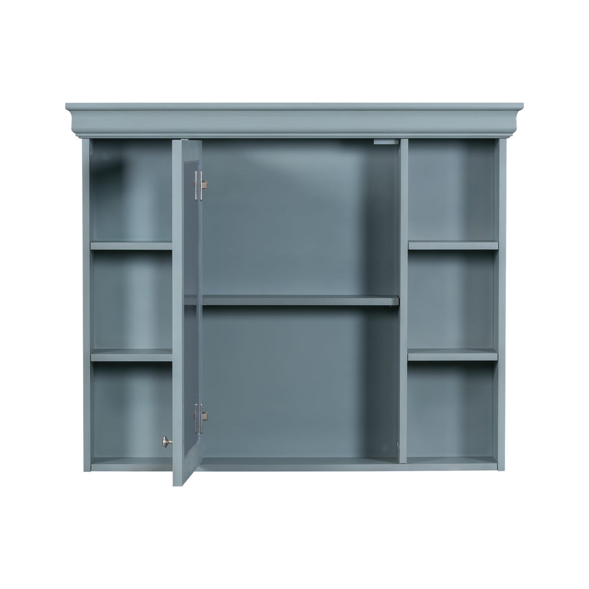 35 ''x 28' 'blue wall mounted bathroom storage cabinet with mirror door and medication cabinet with 6 open shelves Julia M Home & Kitchen