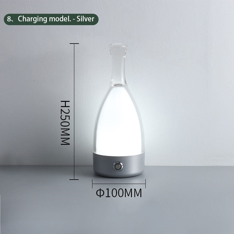 Wine Bottle Table Lamp INS Wind Light Luxury Creative Bedroom Bedside Lamp Net Red Clear Bar Decoration Charging Table Lamp Julia M Home & Kitchen