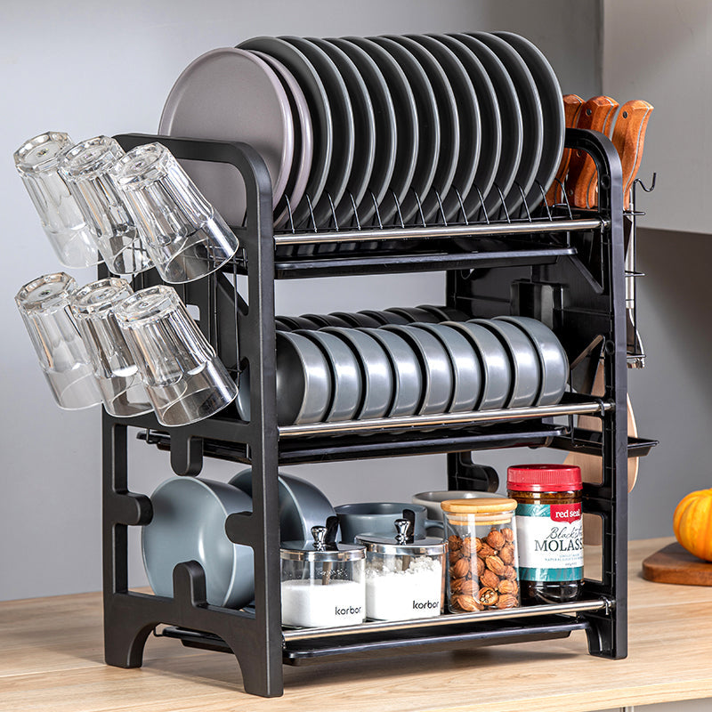 2 Layers Stainless Steel Dish Storage Rack Kitchen Storage Holder Dish Bowl Drain Rack eprolo