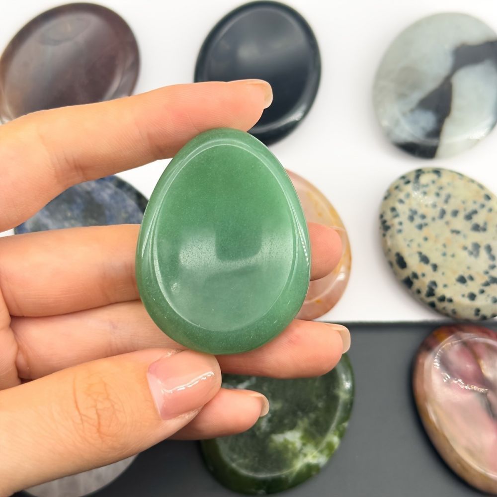 Thumb Worry Stones Oval Massage Quartz Healing Crystal Chakra Energy Therapy Meditation Spiritual Natural Gemstone Decor eprolo