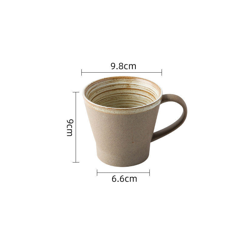 Coarse pottery coffee cup and plate set creative handmade retro coffee cup artistic cup plate milk cup Julia M Home & Kitchen
