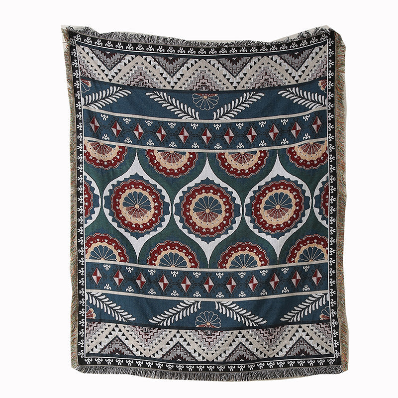 Artistic Cotton-Acrylic Knit Throw Blanket – Elegant American Style Designs