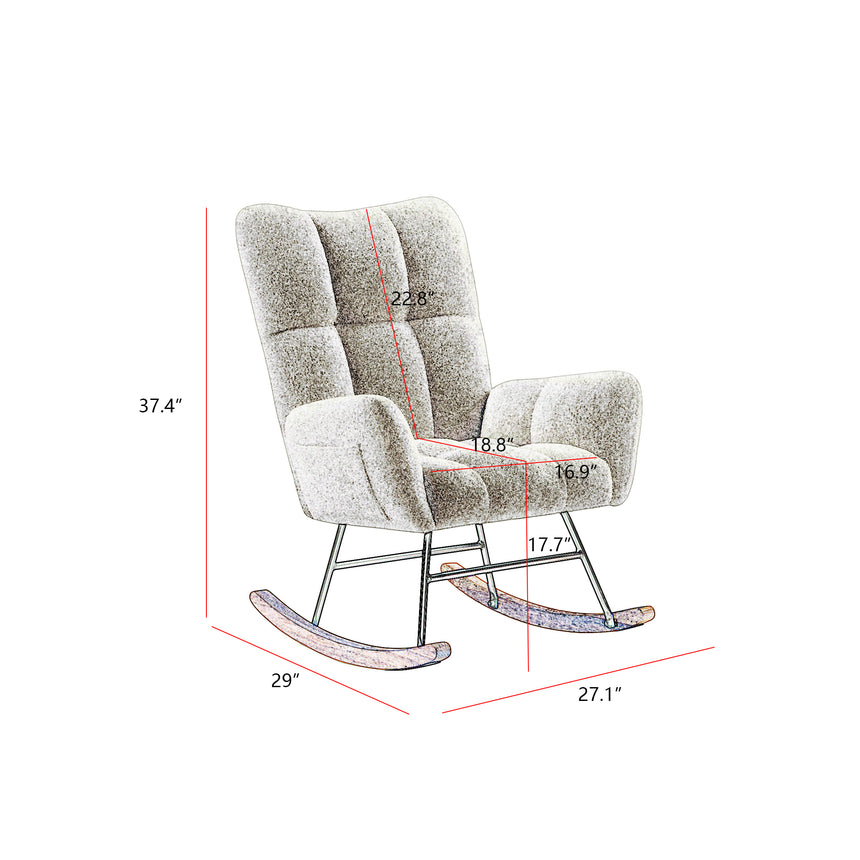 off white teddy fabric rocking chair - Julia M LifeStyles