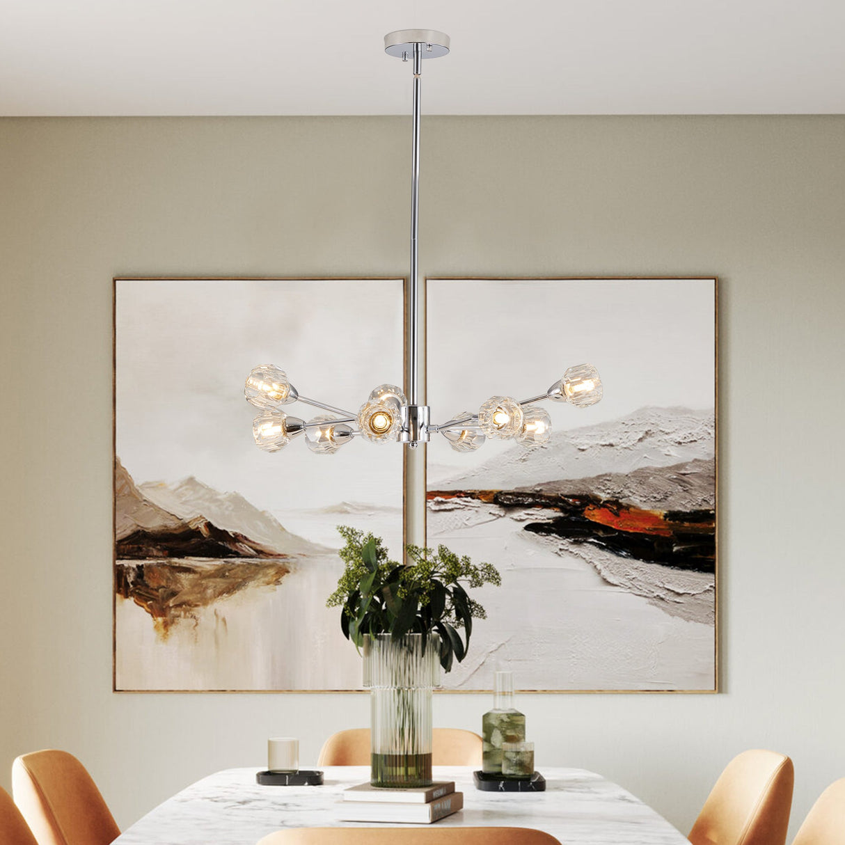 Modern Crystal Chandeliers, 9 Lights Chrome Chandelier for Living Room Bedroom (Bulbs Not Included) eprolo