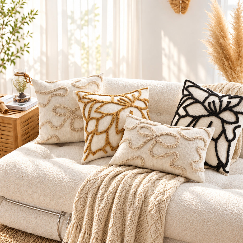 Celeste Bow Embroidered Pillow Cover