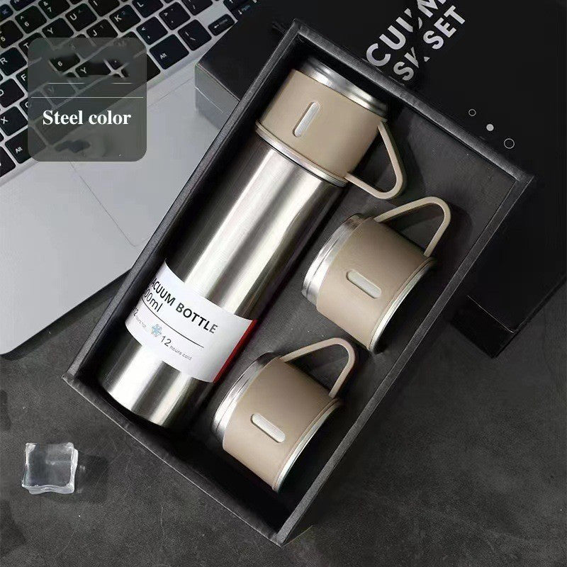 A cup of three-lid thermos cup portable fashion gift box set stainless steel cup - Julia M LifeStyles