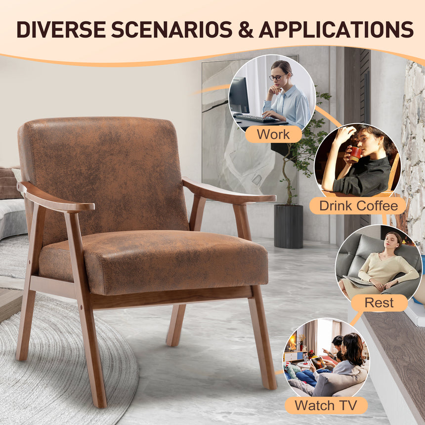Medieval modern chair, solid wood frame living room chair, accent chair with ultra thick backrest - Julia M LifeStyles