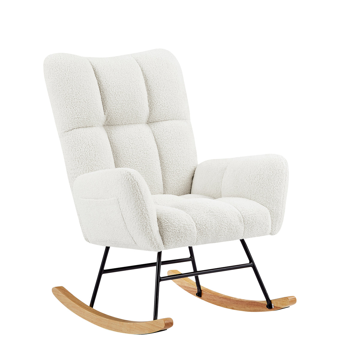 off white teddy fabric rocking chair - Julia M LifeStyles