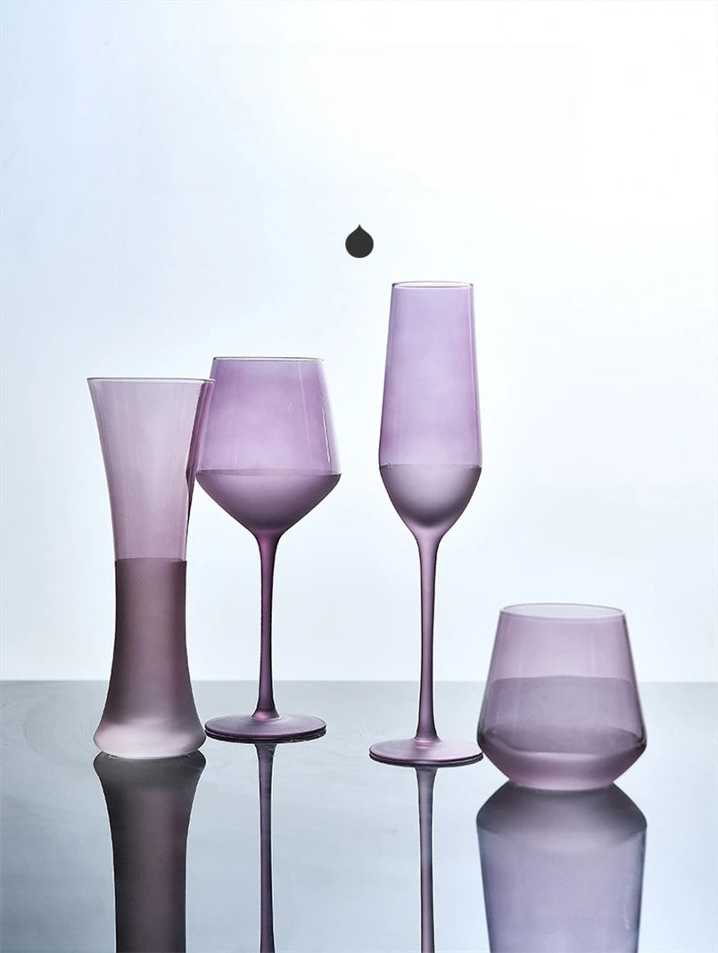 Purple Frosted Glass Wine Goblet: Elegant Champagne Cup Julia M Home & Kitchen