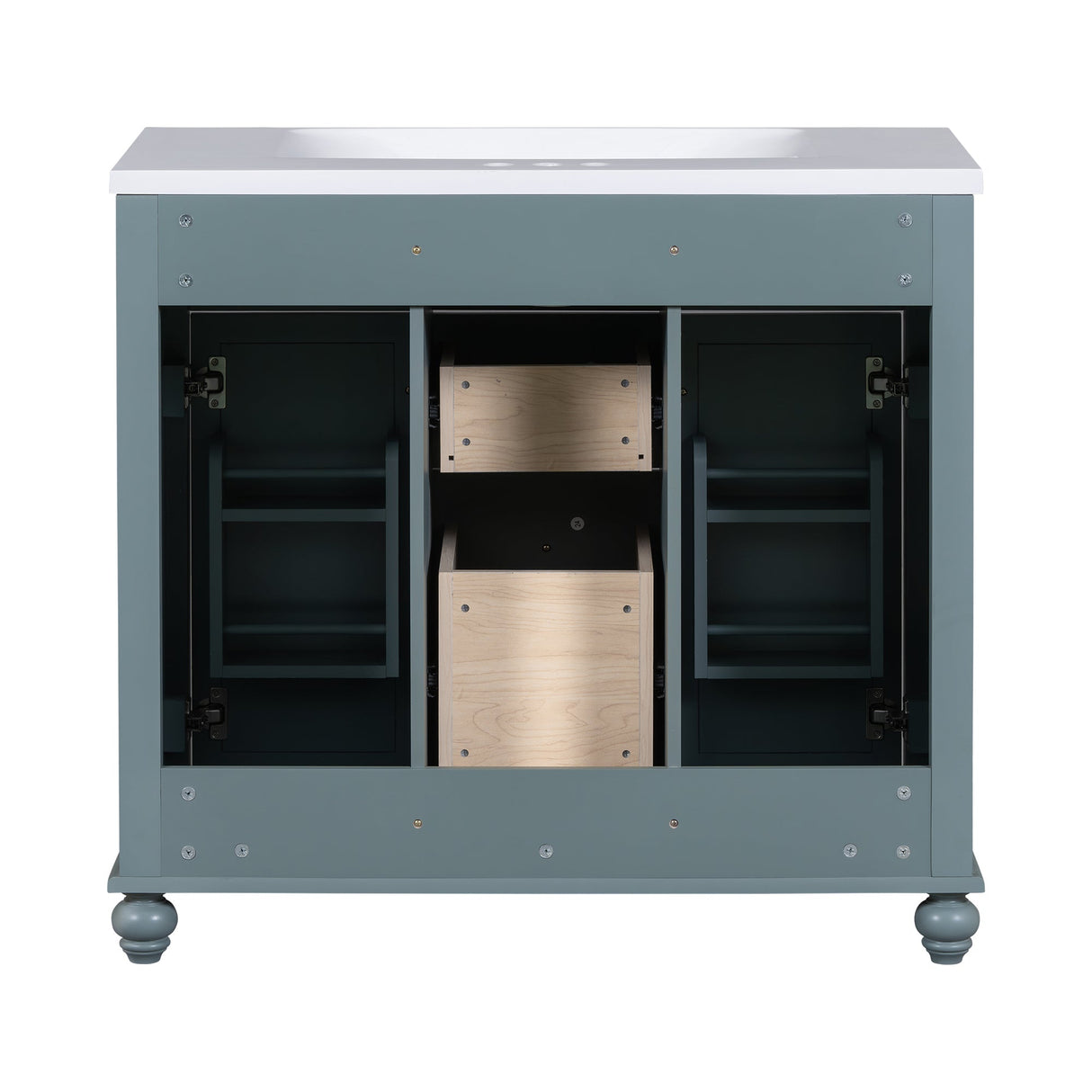 36 "bathroom makeup cabinet with resin sink combination and 2 drawers, with soft closing door, blue color eprolo