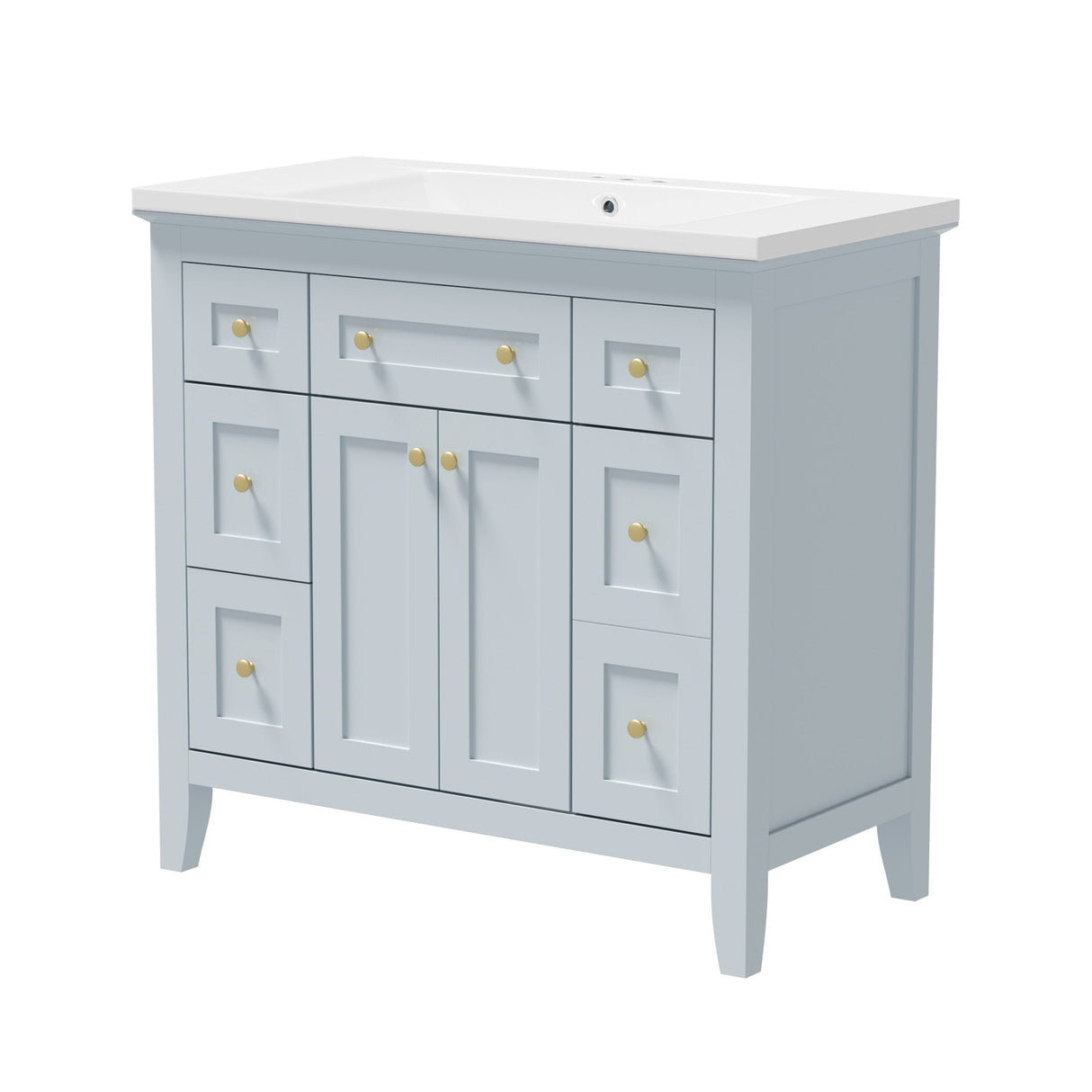 36 inch bathroom vanity with resin sink combination set with 6 drawers and 2 cabinets, storage cabinet vanity set, light blue Julia M Home & Kitchen