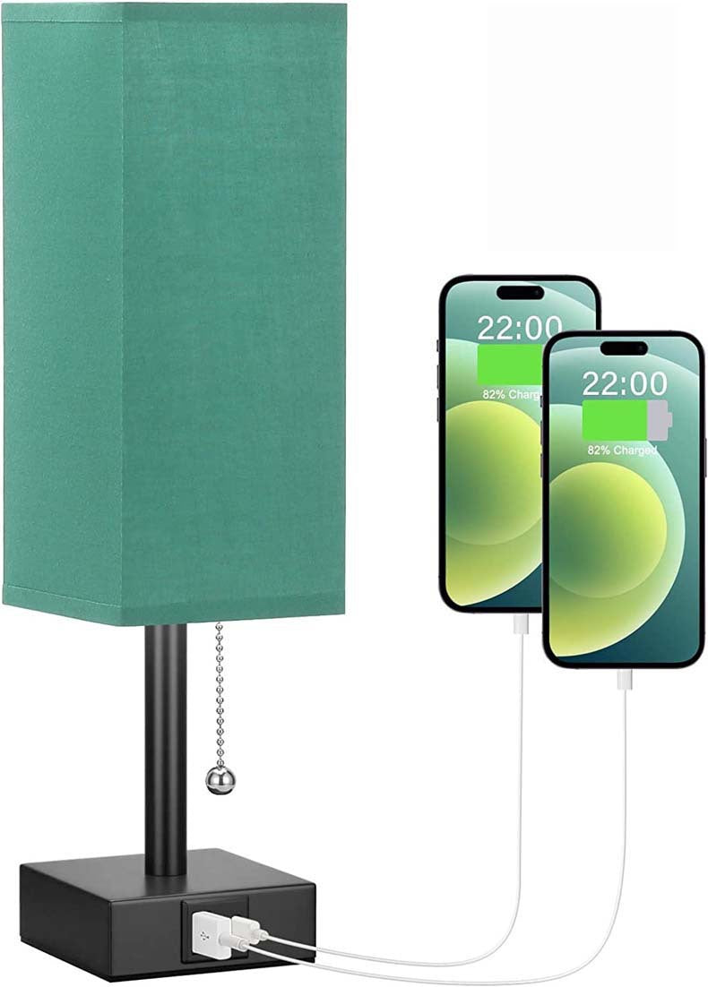 Linen 90 square desk lamp zipper switch three color temperature variable light A+C USB charging Julia M Home & Kitchen