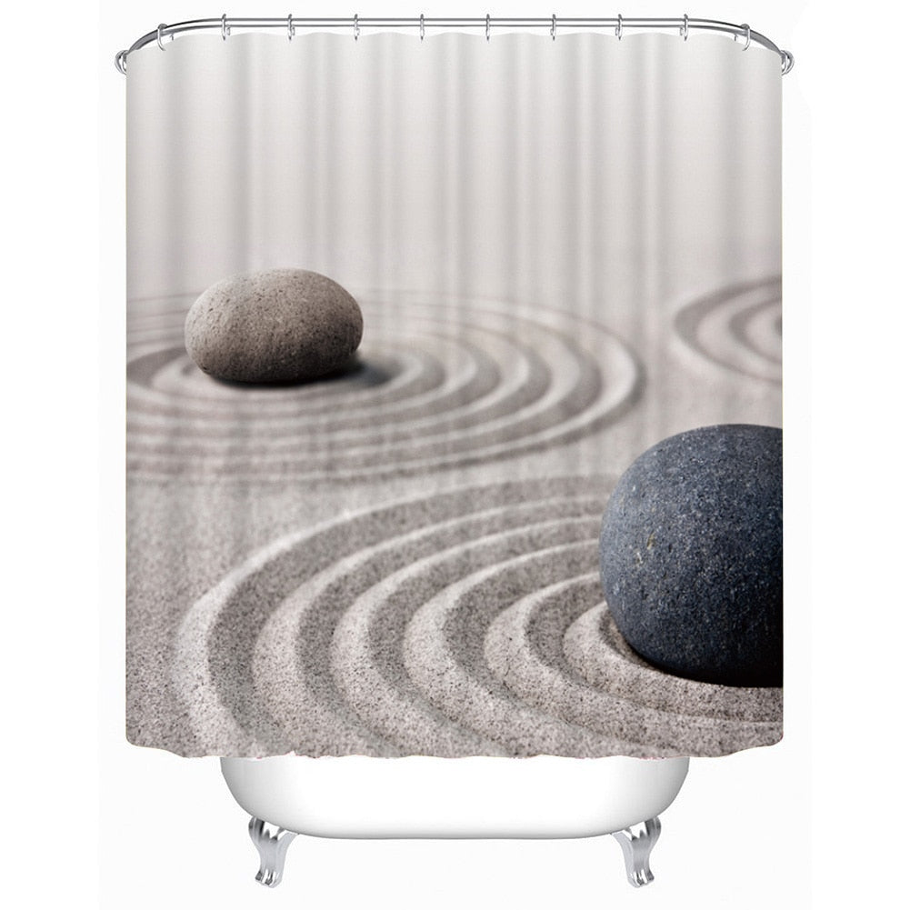 Bathroom Shower Curtain Bathroom Decoration Waterproof Sand&Stone Printed Pattern - Julia M LifeStyles