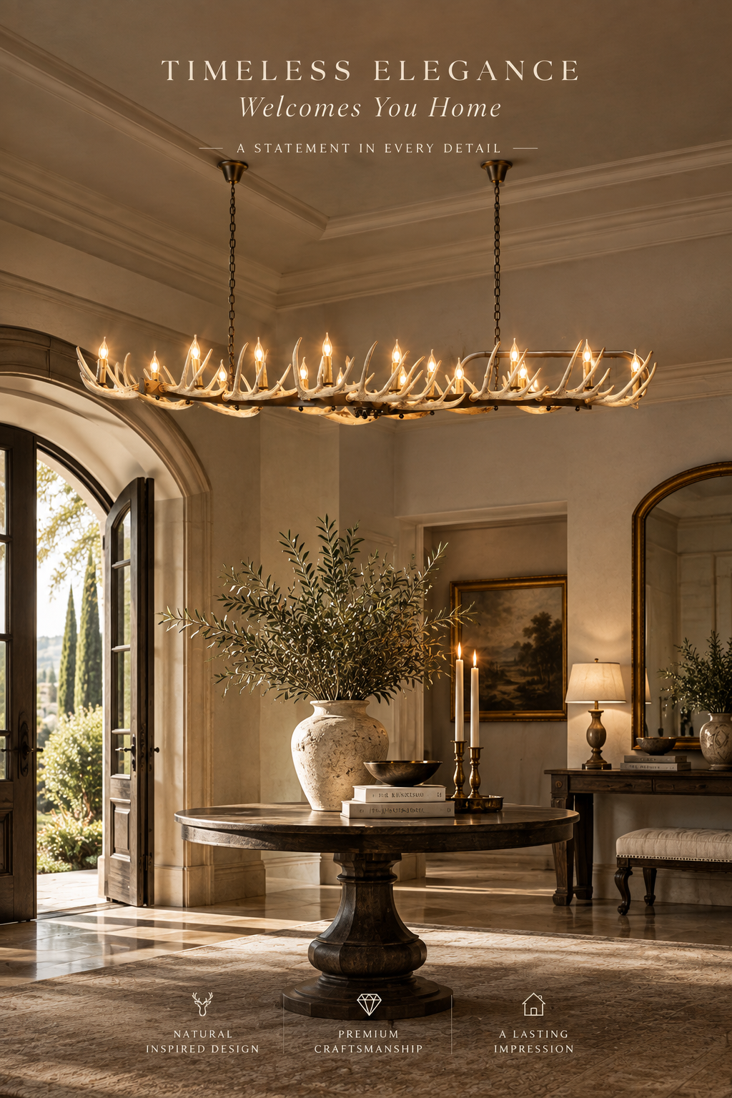 Alpine Lodge Linear Antler Chandelier